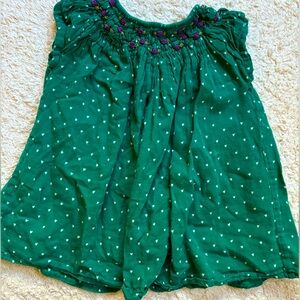 Emile & Ida 18M Emerald Forest Green Dress Flower Smocked Winter Holiday